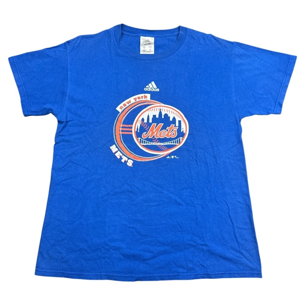 Adidas New York Mets Tee Shirt Adult Size Medium Blue Vintage 2006 MLB Y2K